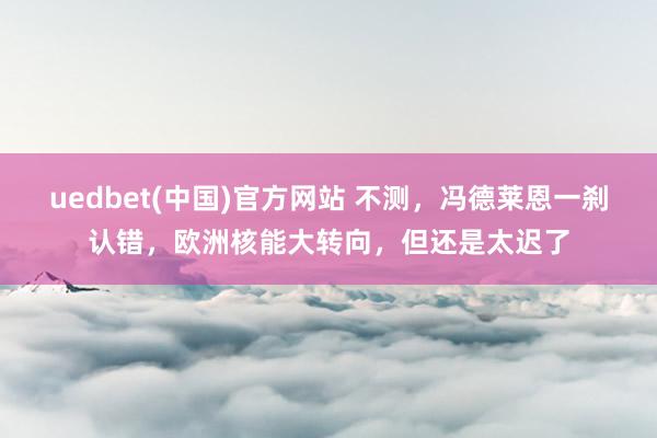 uedbet(中国)官方网站 不测，冯德莱恩一刹认错，欧洲核能大转向，但还是太迟了