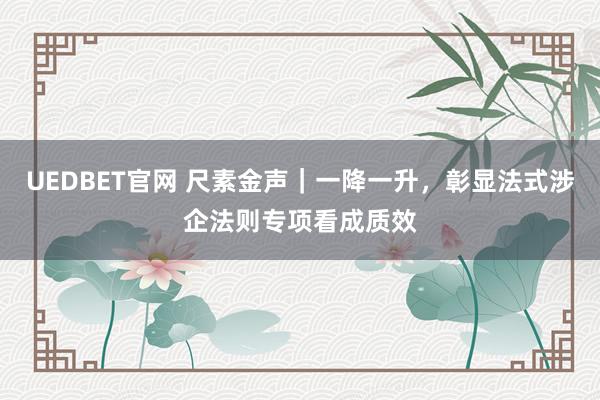 UEDBET官网 尺素金声｜一降一升，彰显法式涉企法则专项看成质效