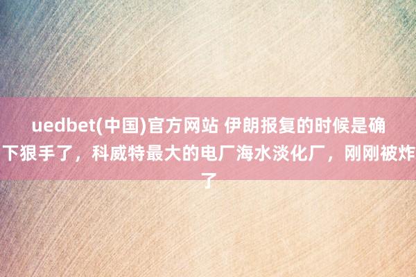 uedbet(中国)官方网站 伊朗报复的时候是确切下狠手了，科威特最大的电厂海水淡化厂，刚刚被炸了