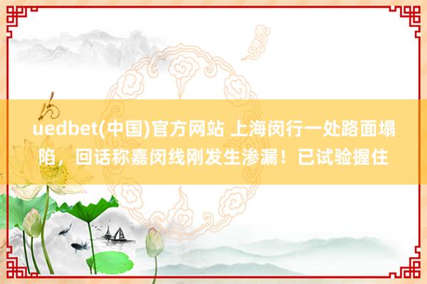 uedbet(中国)官方网站 上海闵行一处路面塌陷，回话称嘉闵线刚发生渗漏！已试验握住