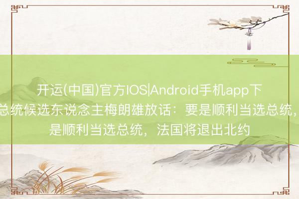 开运(中国)官方IOS|Android手机app下载 快看视频 | 法总统候选东说念主梅朗雄放话：要是顺利当选总统，<a href=
