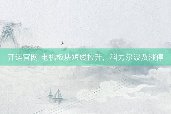 开运官网 电机板块短线拉升，科力尔波及涨停