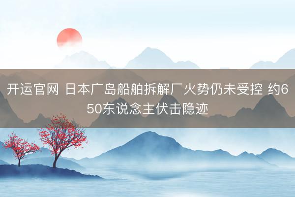 开运官网 日本广岛船舶拆解厂火势仍未受控 约650东说念主伏击隐迹