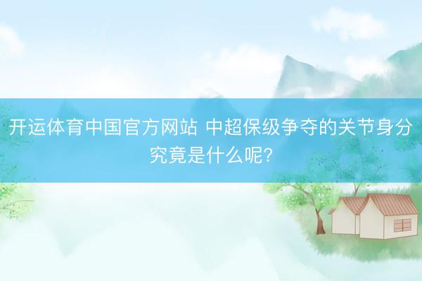 开运体育中国官方网站 中超保级争夺的关节身分究竟是什么呢?