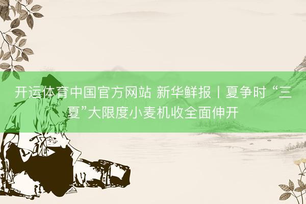 开运体育中国官方网站 新华鲜报丨夏争时 “三夏”大限度小麦机收全面伸开