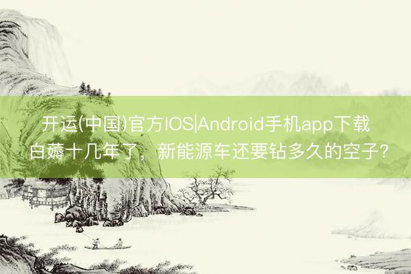 开运(中国)官方IOS|Android手机app下载 白薅十几年了，新能源车还要钻多久的空子？