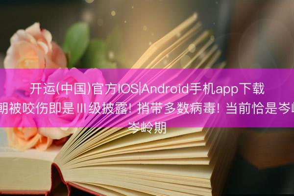 开运(中国)官方IOS|Android手机app下载 一朝被咬伤即是Ⅲ级披露! 捎带多数病毒! 当前恰是岑岭期