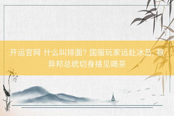 开运官网 什么叫排面? 国服玩家远赴冰岛, 被异邦总统切身接见喝茶